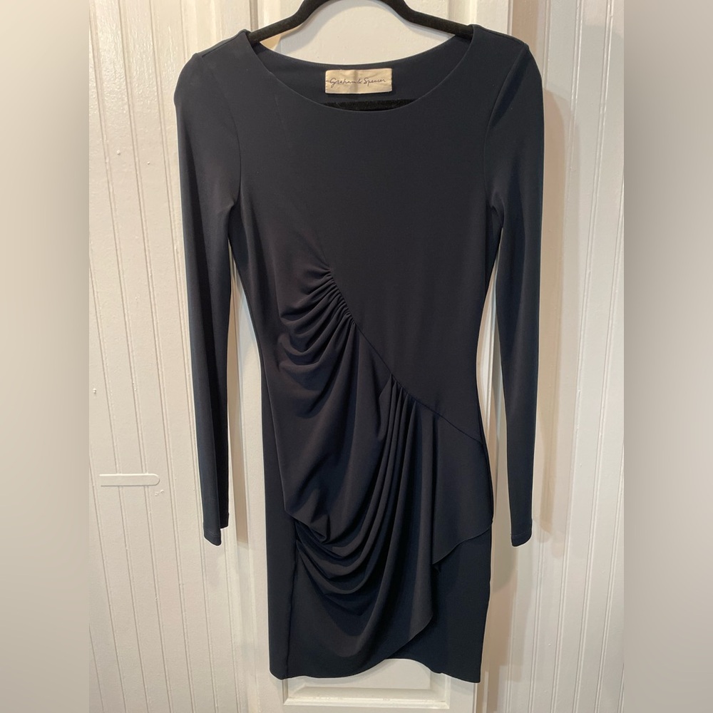 Dark Navy Ruched Cocktail Dress